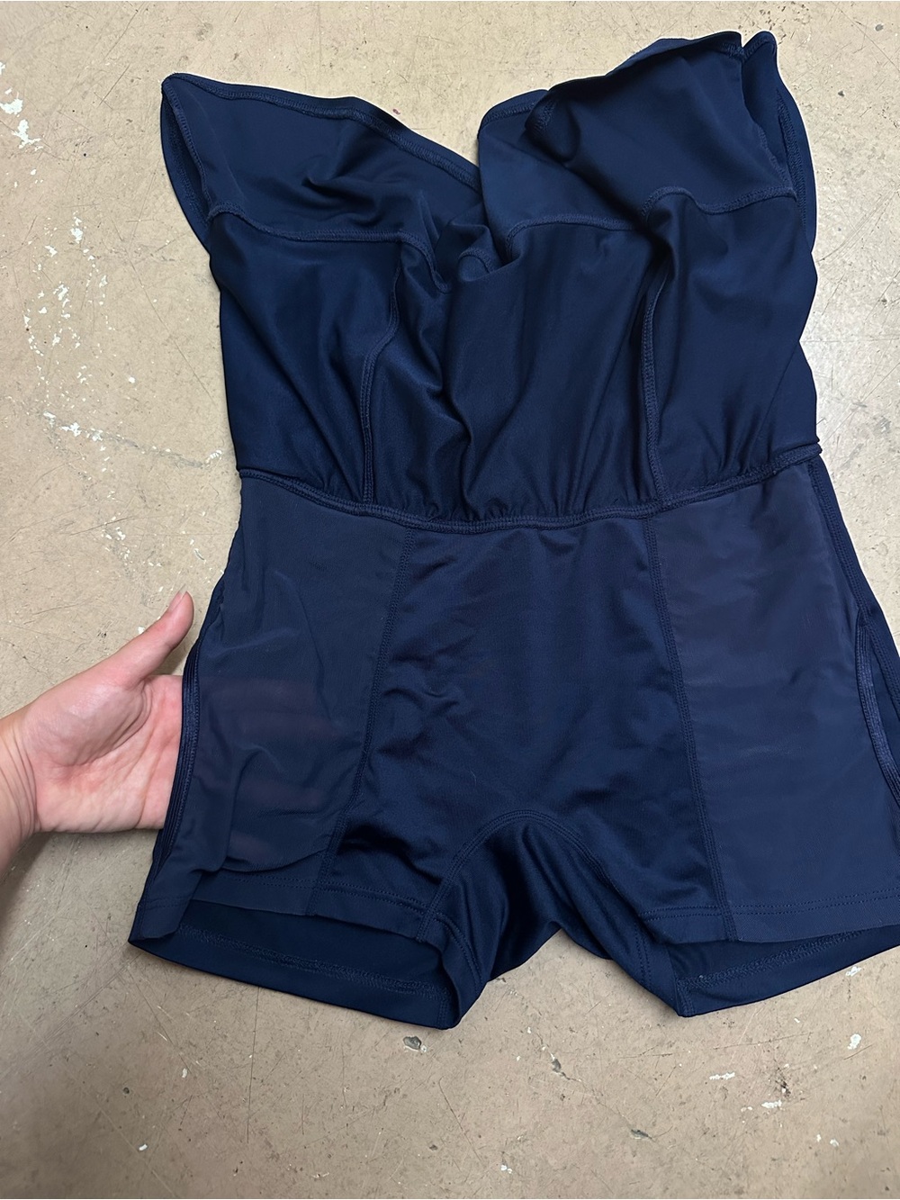 Navy Ruffled Mini Athletic Skirt - Picture 2 of 5